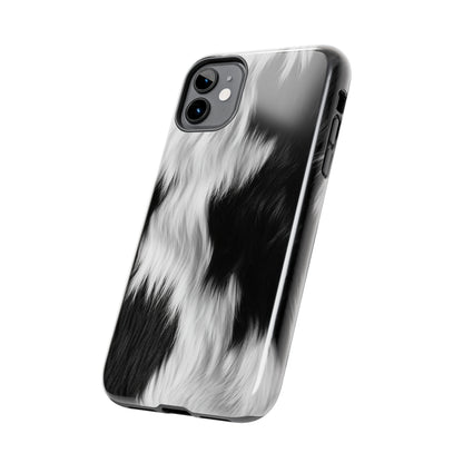 Cowhide on Hair Leather - Black and White - Designer Style - Tough Phone Cases