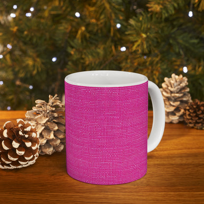 Hot Neon Pink Doll Like: Denim-Inspired, Bold & Bright Fabric - Ceramic Mug 11oz