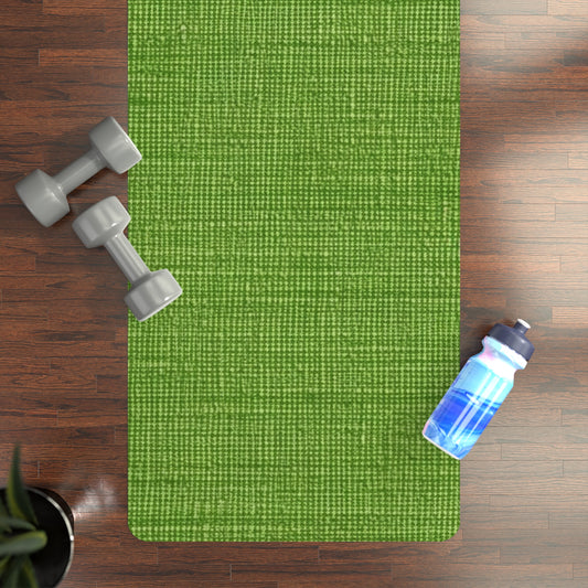 Olive Green Denim-Style: Seamless, Textured Fabric - Rubber Yoga Mat