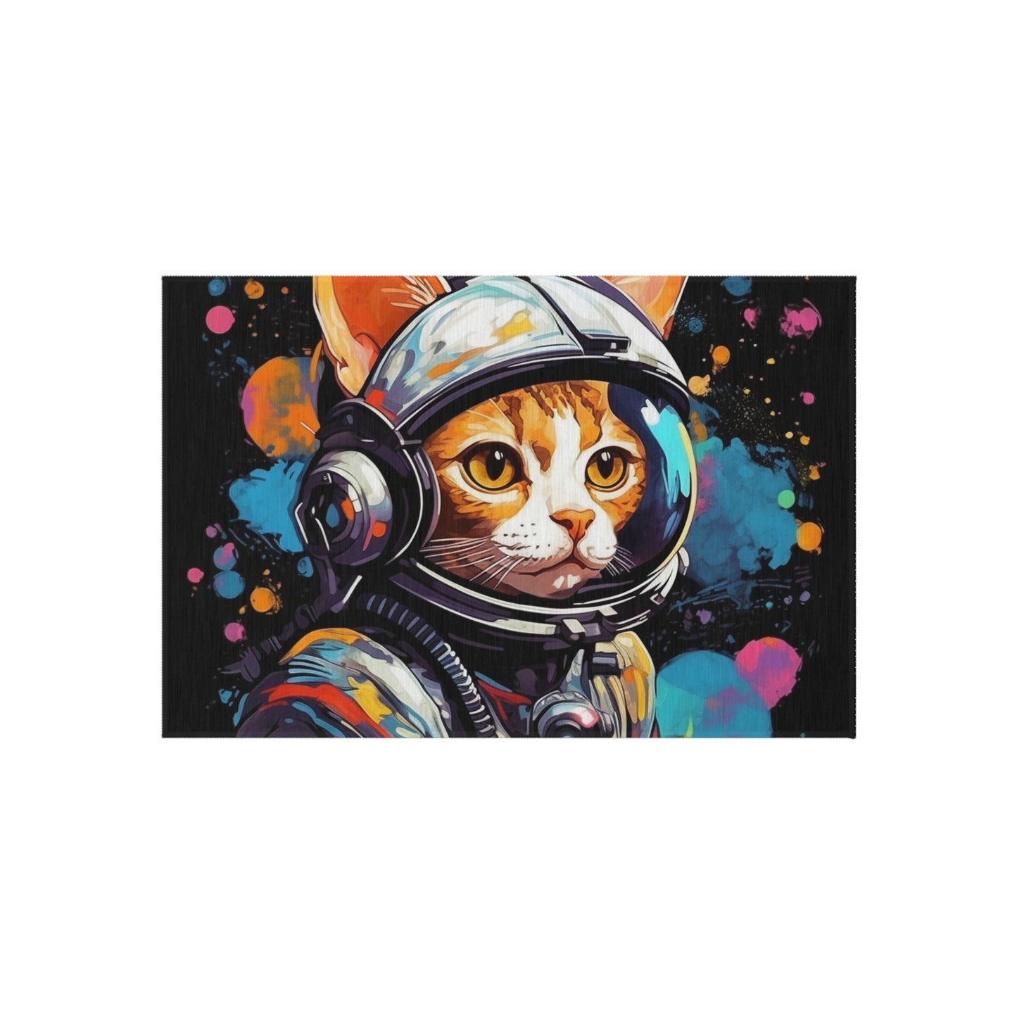 Astro Cat Adventure Feline - Pop Art, Floating in Cosmic Space - Outdoor Rug