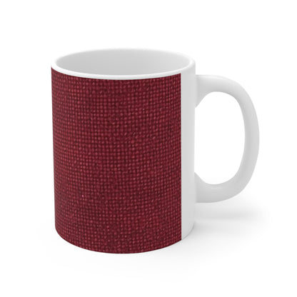 Seamless Texture - Maroon/Burgundy Denim-Inspired Fabric - Ceramic Mug 11oz