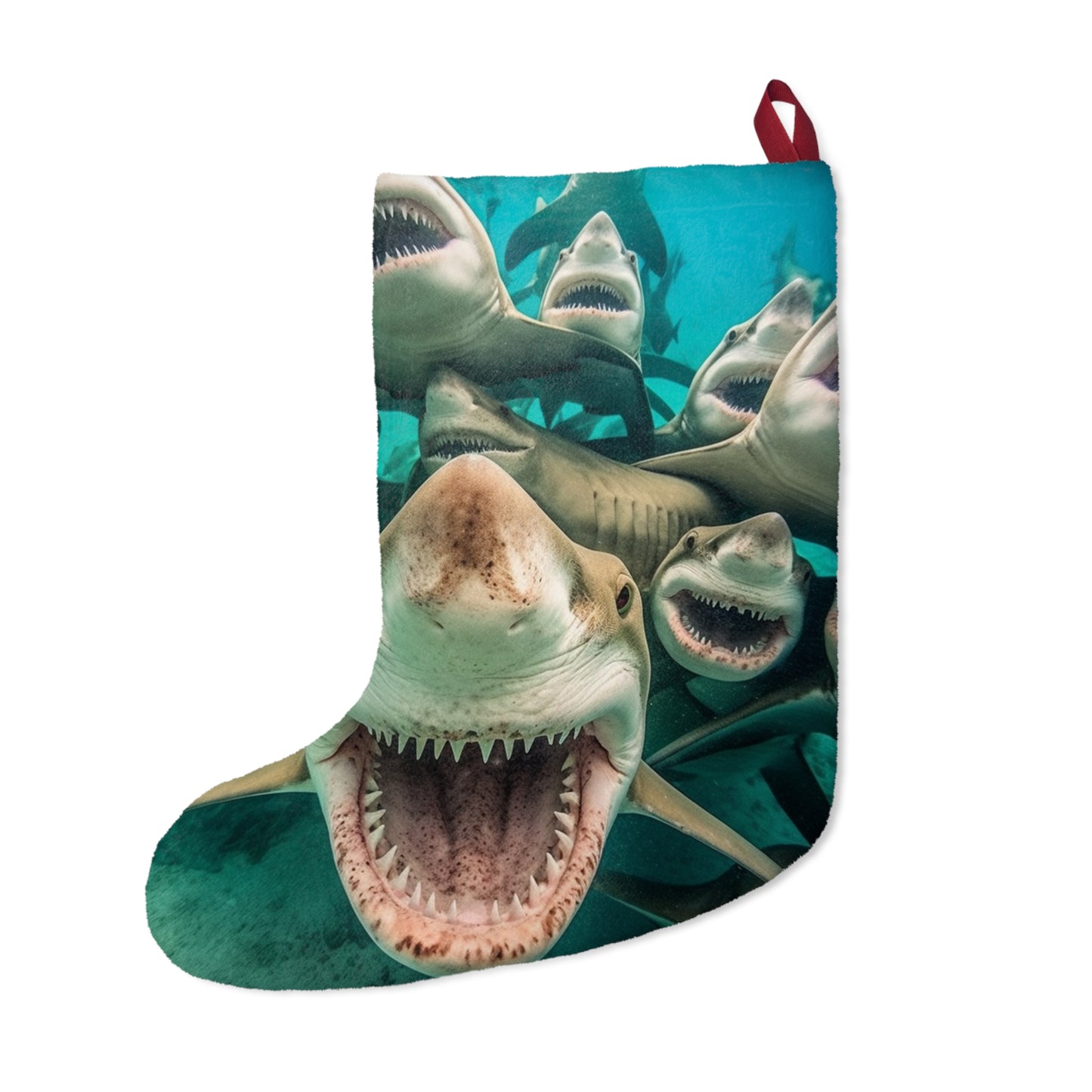 Laughing Lemon Sharks: Joyful Sea Jaws Ocean Deep - Christmas Stockings