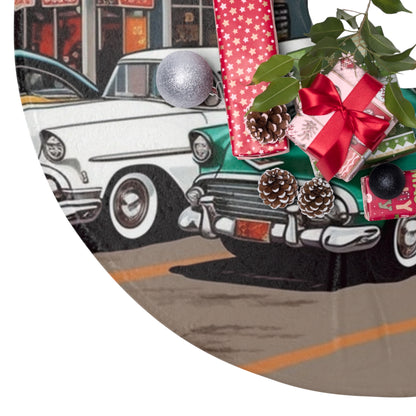 Colección de coches clásicos de los años 50, obras de arte retro - Faldas para árboles de Navidad 