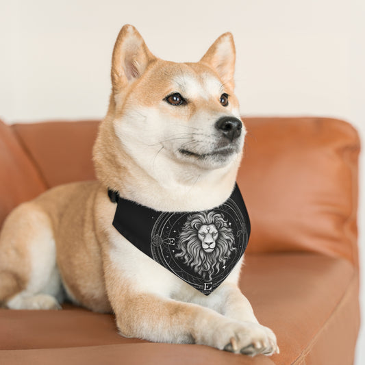 Zodíaco Leo, diseño de símbolo de león, elemento fuego - Collar de bandana para mascotas 