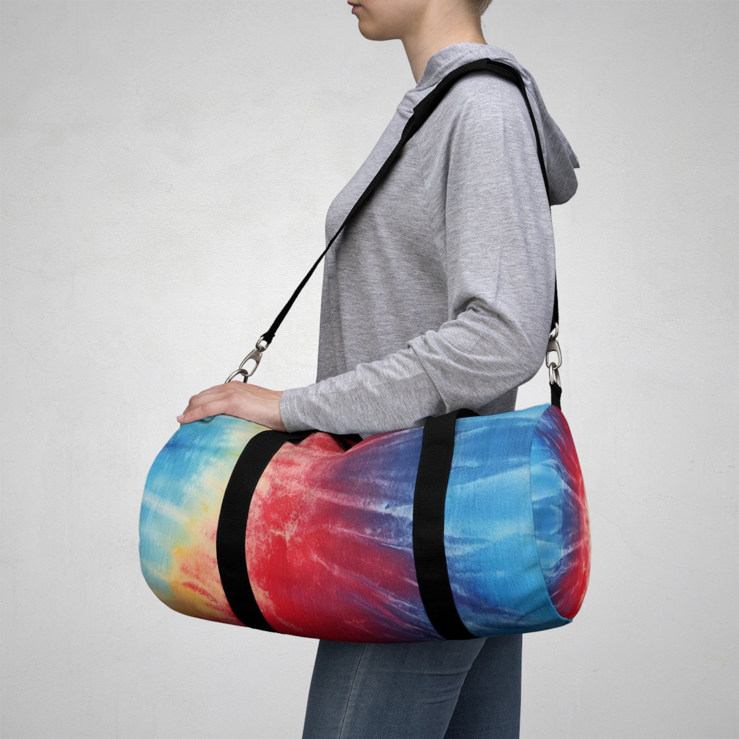 Rainbow Tie-Dye Denim: Espectáculo de diseño de tela multicolor vibrante - Bolsa de lona 