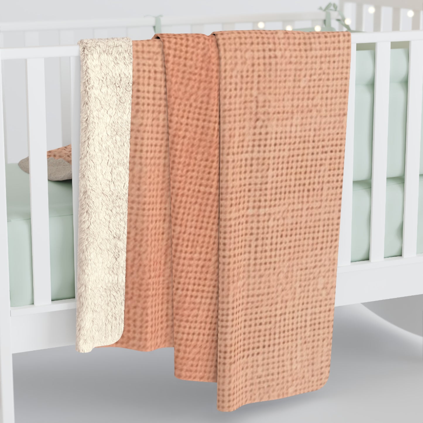 Soft Pink-Orange Peach: Denim-Inspired, Lush Fabric - Sherpa Fleece Blanket