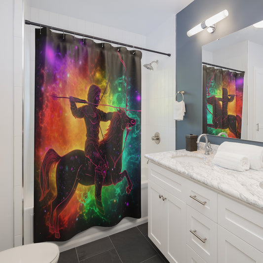 Colorful Sagittarius Zodiac Sign - Star Universe Theme - Shower Curtains