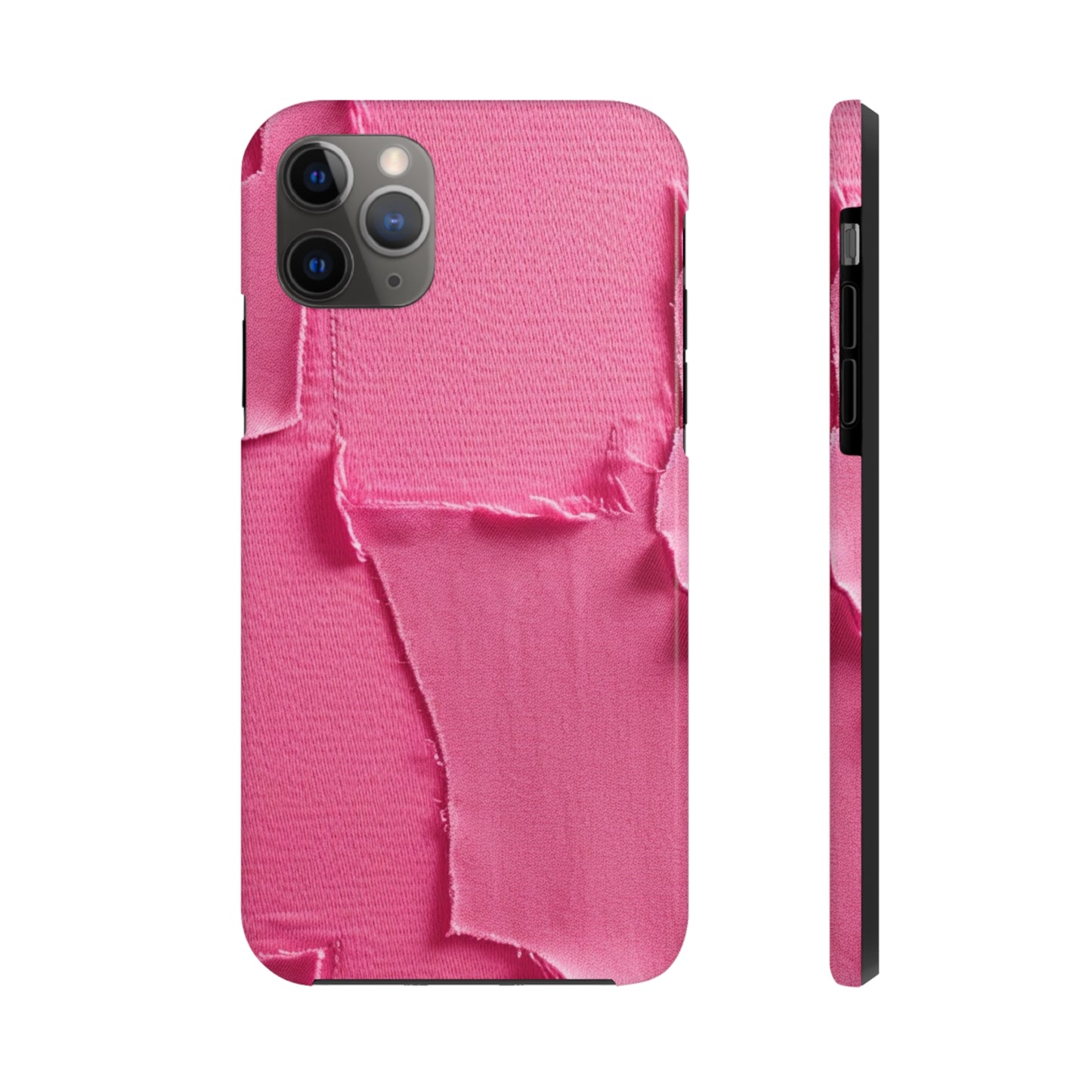 Distressed Neon Pink: Edgy, Ripped Denim-Inspired Doll Fabric - Tough Phone Cases