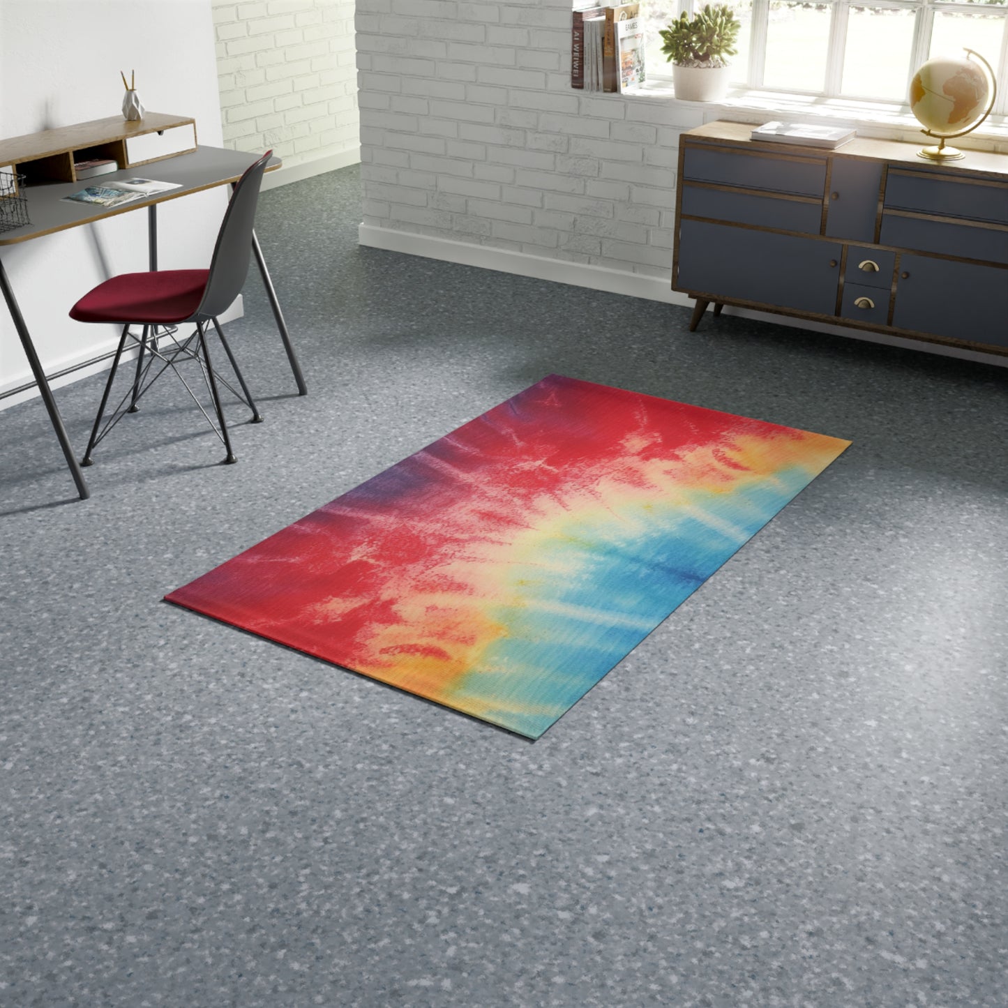 Rainbow Tie-Dye Denim: Vibrant Multi-Color, Fabric Design Spectacle - Dobby Rug