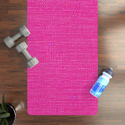 Hot Neon Pink Doll Like: Denim-Inspired, Bold & Bright Fabric - Rubber Yoga Mat