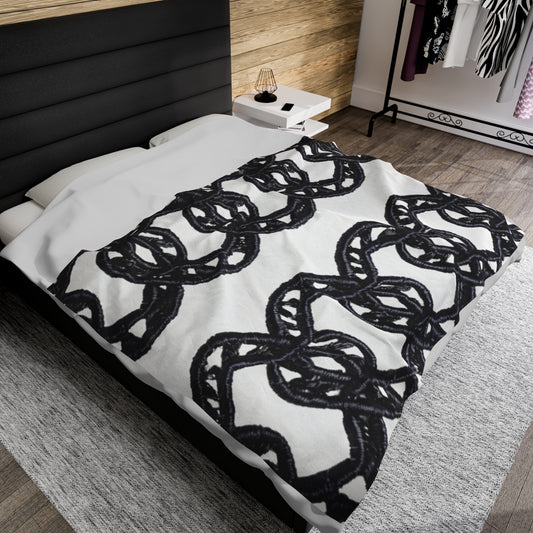 Black Chain Faux Embroidery - Velveteen Plush Blanket