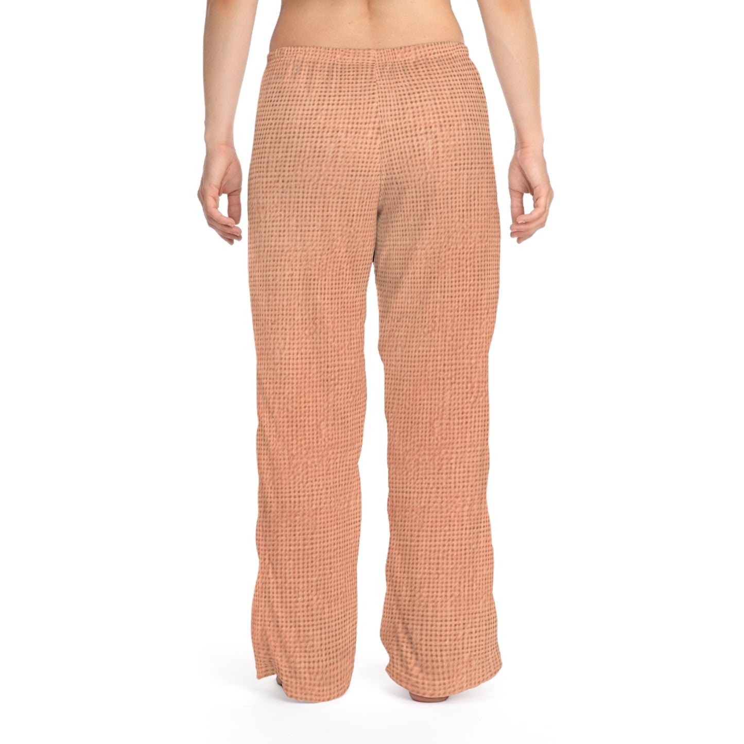 Melocotón rosa-naranja suave: tela exuberante inspirada en la mezclilla - Pantalones de pijama para mujer (AOP) 