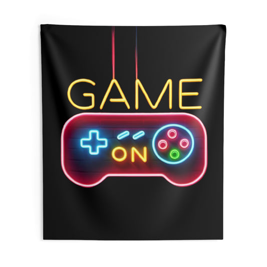 Classic Game On Sign, Retro Neon Graphic, Indoor Wall Tapestries