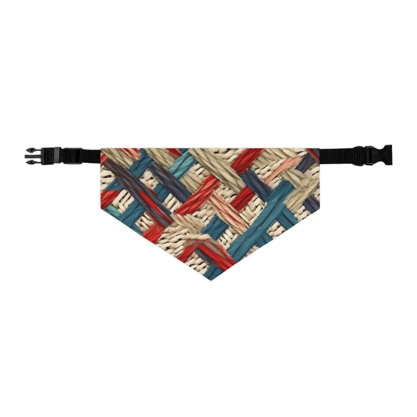 Colorful Yarn Knot: Denim-Inspired Fabric in Red, White, Light Blue - Dog & Pet Bandana Collar