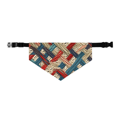 Colorful Yarn Knot: Denim-Inspired Fabric in Red, White, Light Blue - Dog & Pet Bandana Collar