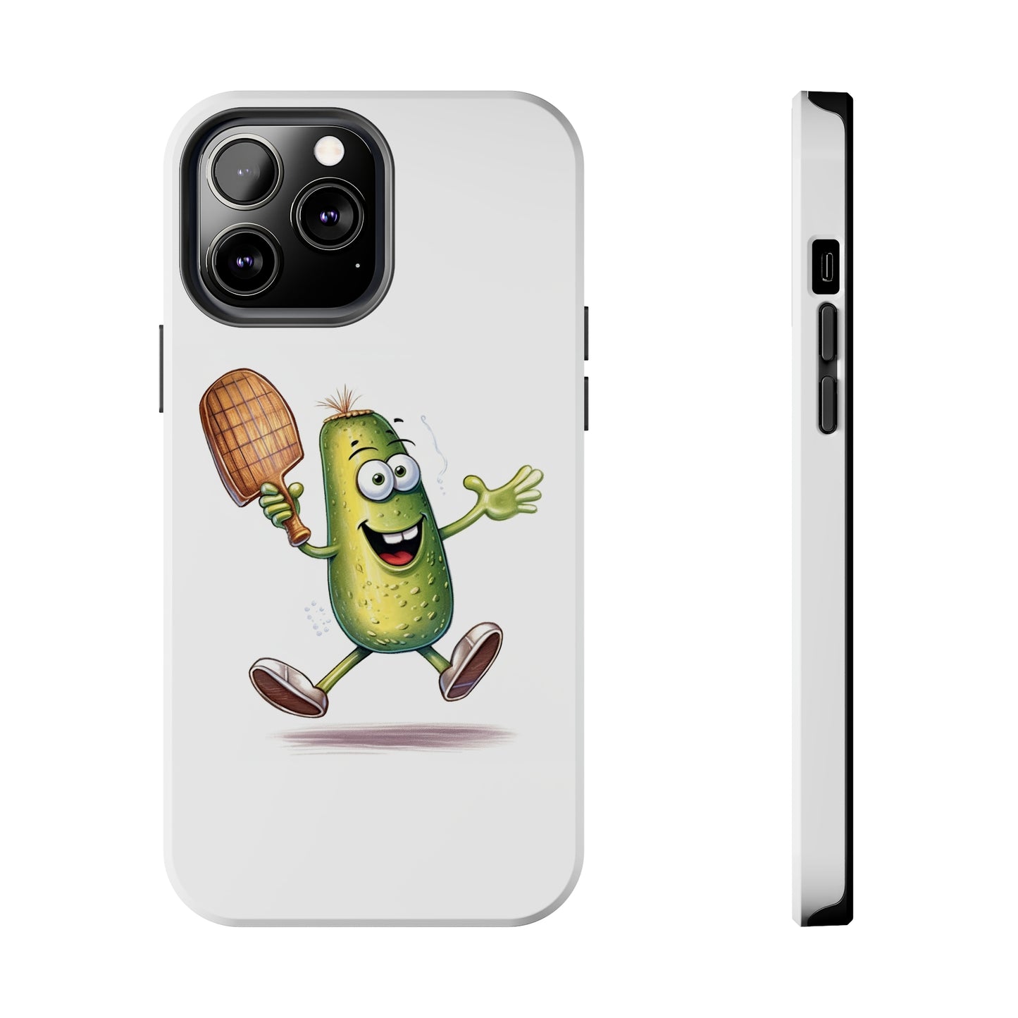 Pickle Player Action: Cartoon Swinging Pickleball Paddle - Sporty Charm - Tough Phone Cases