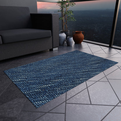 Denim-Inspired Design - Distinct Textured Fabric Pattern - Outdoor Rug