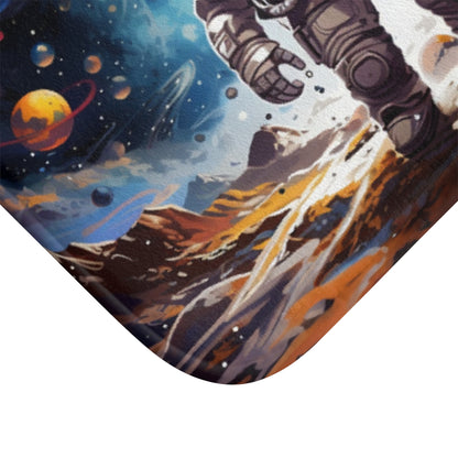 Galactic Voyage: Astronaut Journey in Celestial Star Cosmic Exploration - Bath Mat