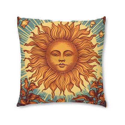 Sun Tarot Card Symbol of Growth, Life, and Radiance - Tufted Floor Pillow, Square