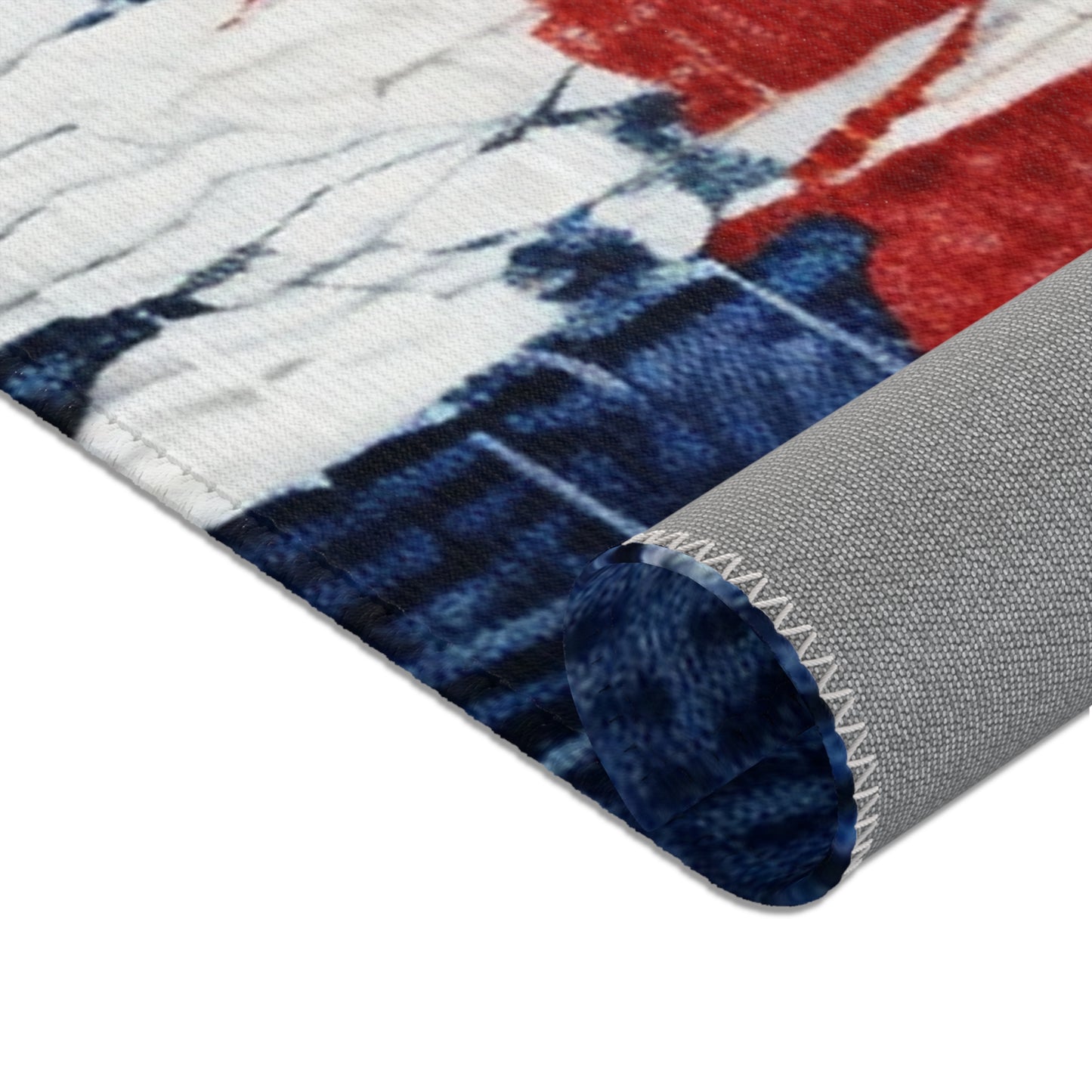 Patriotic Red, White & Blue: Distressed Denim-Style, Torn Fabric - Area Rugs