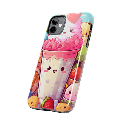 Strawberry Japan Milkshake - Kawaii Dessert Delight - Sweet Berry Anime Character - Tough Phone Cases