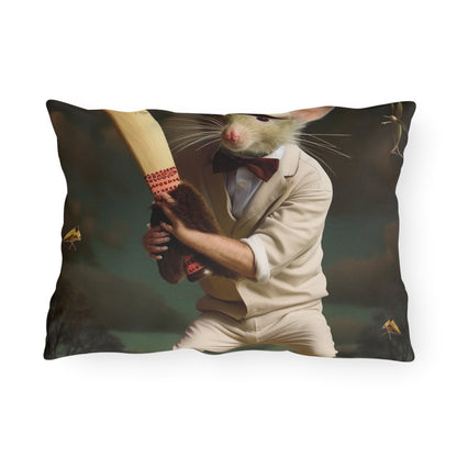 Mouse Cricket Batting, Wicket, Ball Hitting Stump, Howzat Moment - Outdoor Pillows