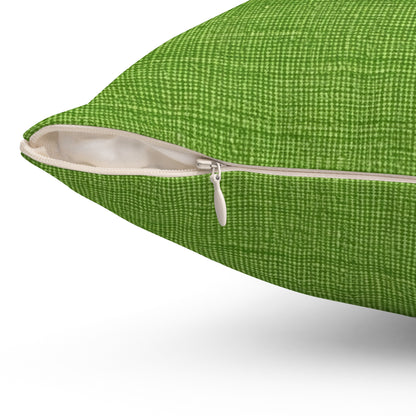 Olive Green Denim-Style: Seamless, Textured Fabric - Spun Polyester Square Pillow