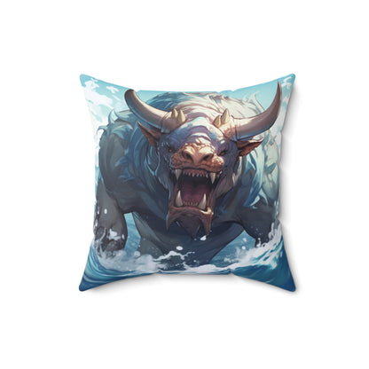 Bull Shark Fusion: Water Fantasy - Hybrid Ocean Marine Animal - Spun Polyester Square Pillow