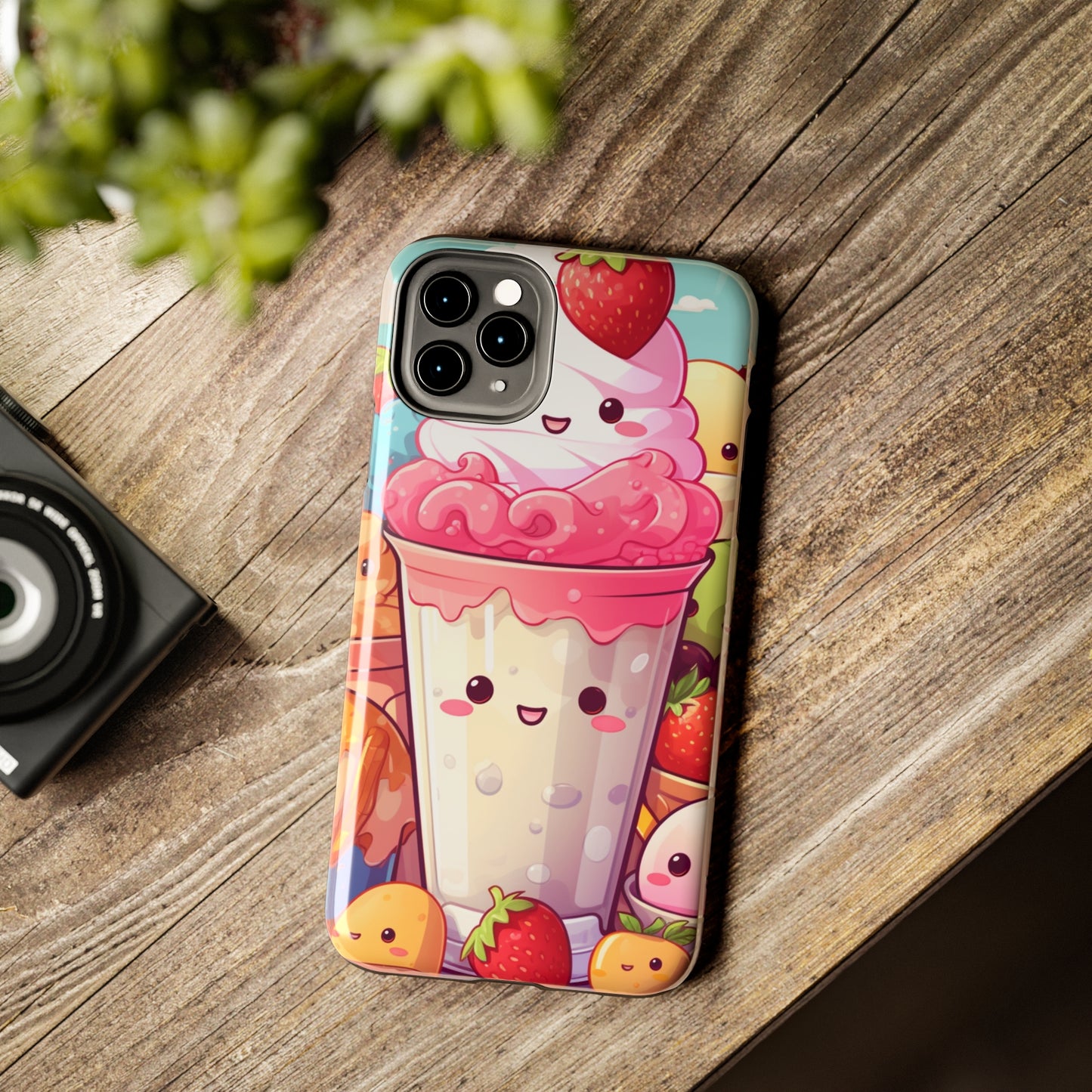 Strawberry Japan Milkshake - Kawaii Dessert Delight - Sweet Berry Anime Character - Tough Phone Cases