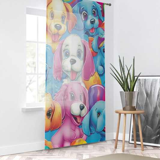 Happy Puppy & Dog Design - Vivid and Eye-Catching - Window Curtain