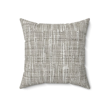 Gris plateado: diseño de tela contemporáneo inspirado en la mezclilla - Almohada cuadrada de poliéster hilado 