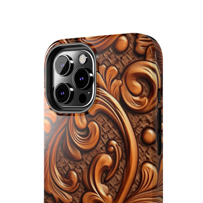 Leather Flower Cognac Classic Brown Timeless American Cowboy Design - Tough Phone Cases