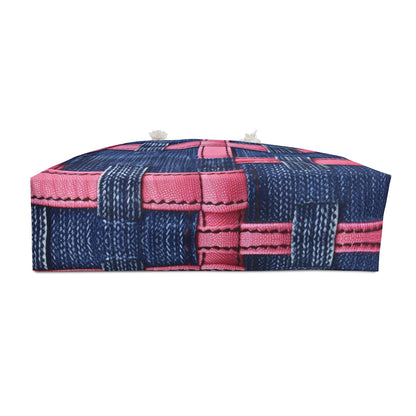 Candy-Striped Crossover: Pink Denim Ribbons Dancing on Blue Stage - Weekender Bag