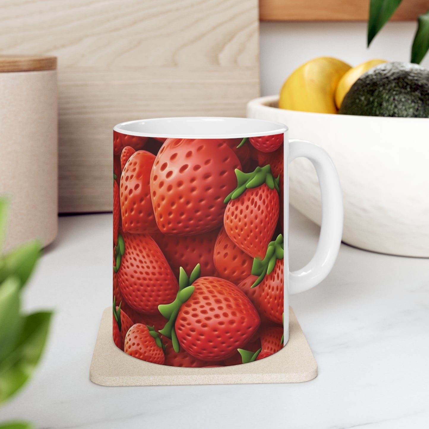 Fresas de jardín- Wild Sweet Gourmet - Granja que cultiva frutos rojos maduros - Taza de cerámica 11oz