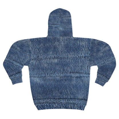 Indigo blue jean Denim Design Pattern Style - Unisex Zip Hoodie (AOP)