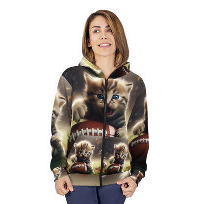 Football Kitten Touchdown: Tabby's Winning Play Sport Game - Unisex Zip Hoodie (AOP)