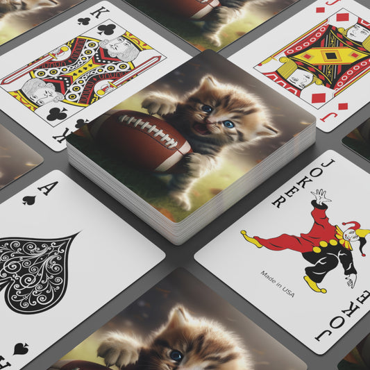 Football Kitten Touchdown: Tabby's Winning Play Sport Game - Poker Cards