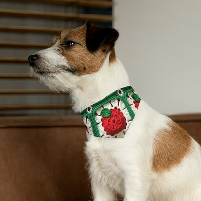 Apple Granny Square Crochet Pattern: Wild Fruit Tree, Delicious Red Design - Dog & Pet Bandana Collar