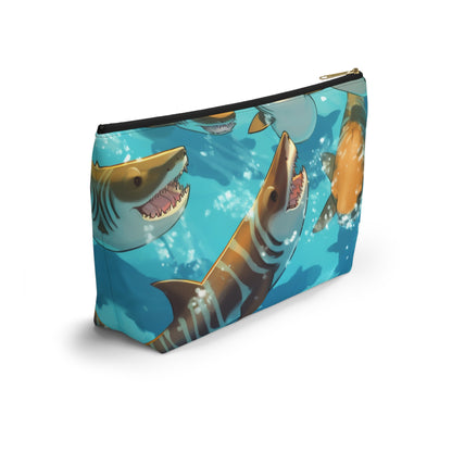 Tiger Shark: Ocean Marine Wildlife - Underwater - Accessory Pouch w T-bottom