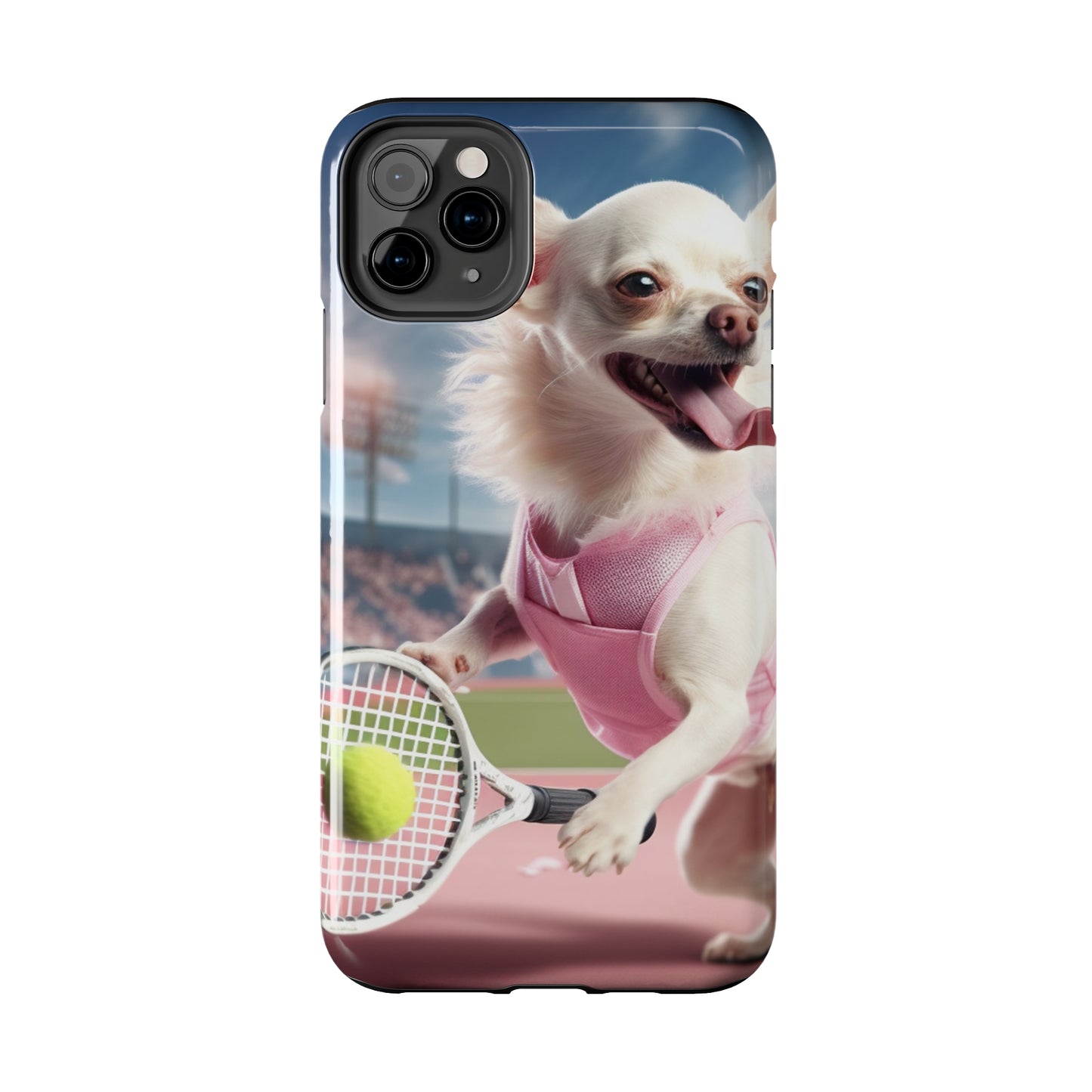 Chihuahua Tennis Ace: Dog Pink Outfit, Court Atheletic Sport Game - Tough Phone Cases