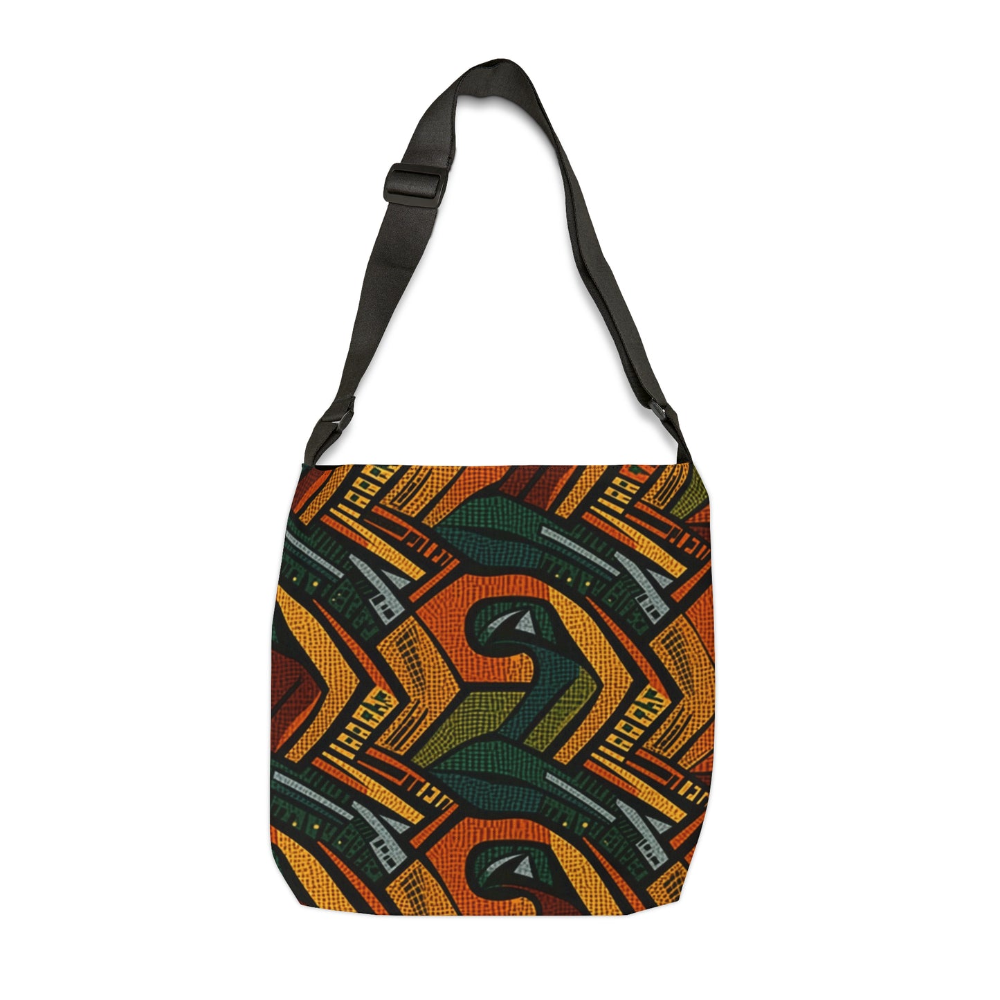1960-1970s Style African Ornament Textile - Bold, Intricate Pattern - Adjustable Tote Bag (AOP)