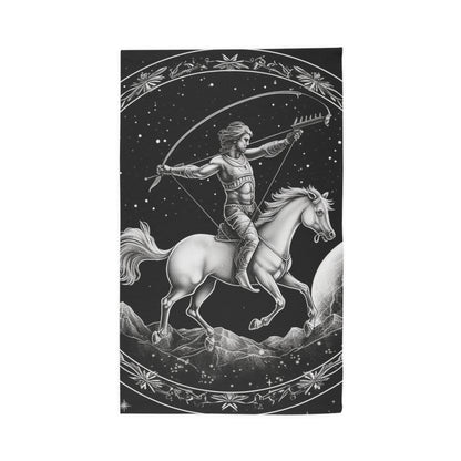 Sagittarius Zodiac Black & White Archer Design - Dobby Rug