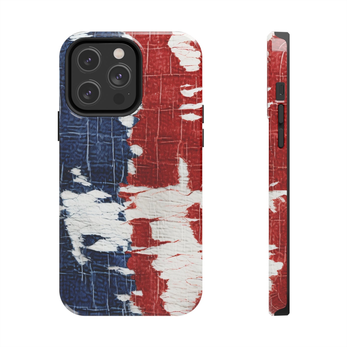 Patriotic Red, White & Blue: Distressed Denim-Style, Torn Fabric - Tough Phone Cases