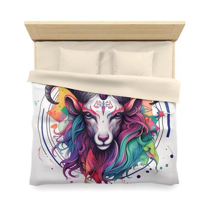 Chill Capricorn Style - Fine Line Multicolor Astrology Design - Microfiber Duvet Cover