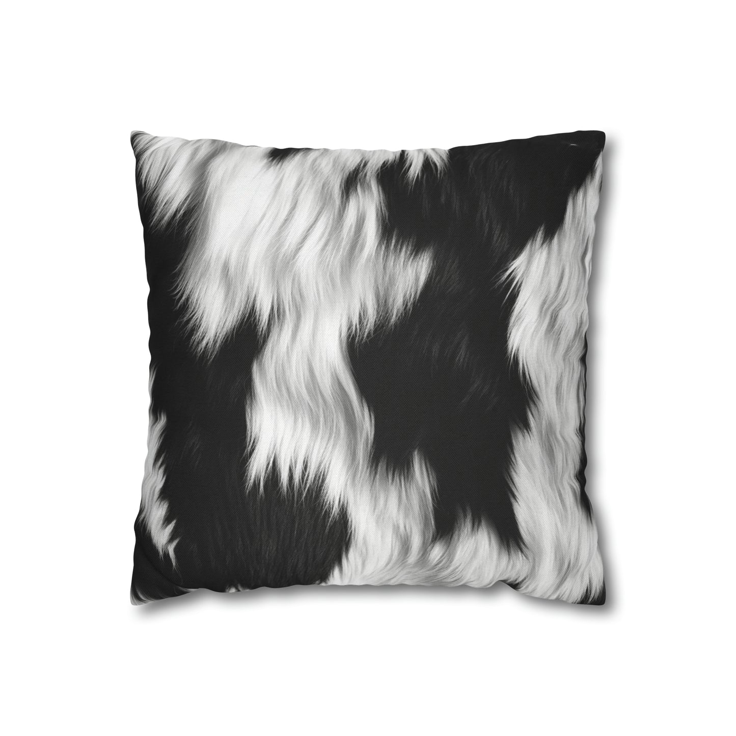 Cowhide on Hair Leather - Black and White - Designer Style - Spun Polyester Square Pillow Case