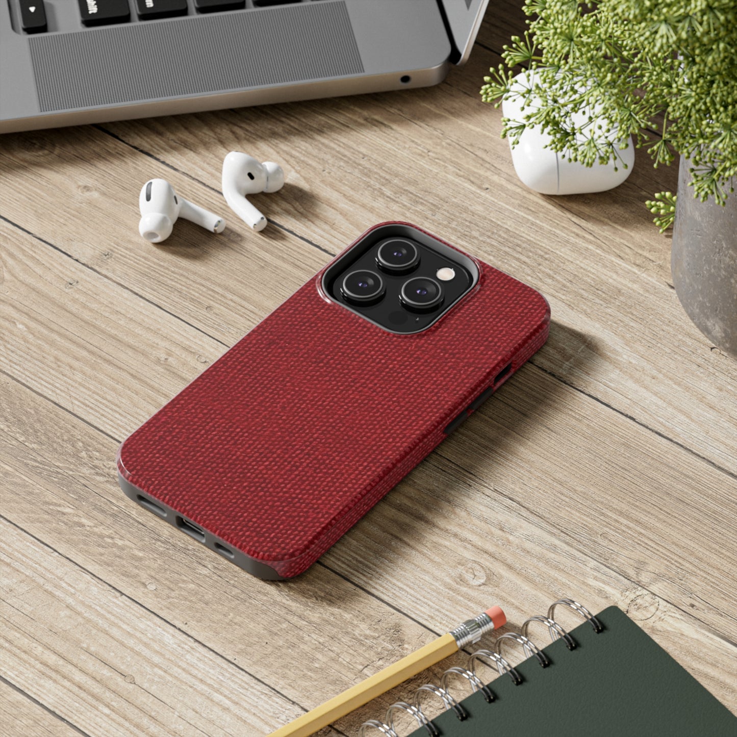 Bold Ruby Red: Denim-Inspired, Passionate Fabric Style - Tough Phone Cases