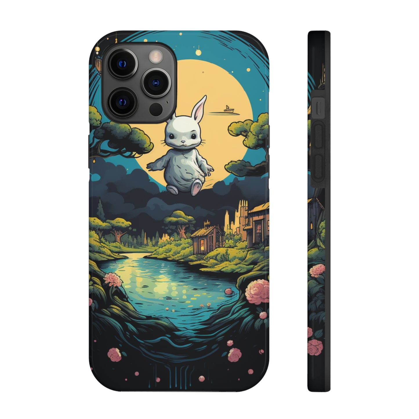 White Rabbit Mystery Psychedelic Fantasy Anime Cartoon Bunny - Tough Phone Cases