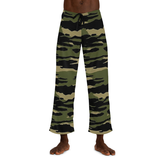 タイガー ストライプ カモフラージュ: ミリタリー スタイル - メンズ パジャマ パンツ (AOP) 