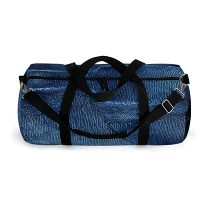 Dark Blue: Distressed Denim-Inspired Fabric Design - Duffel Bag