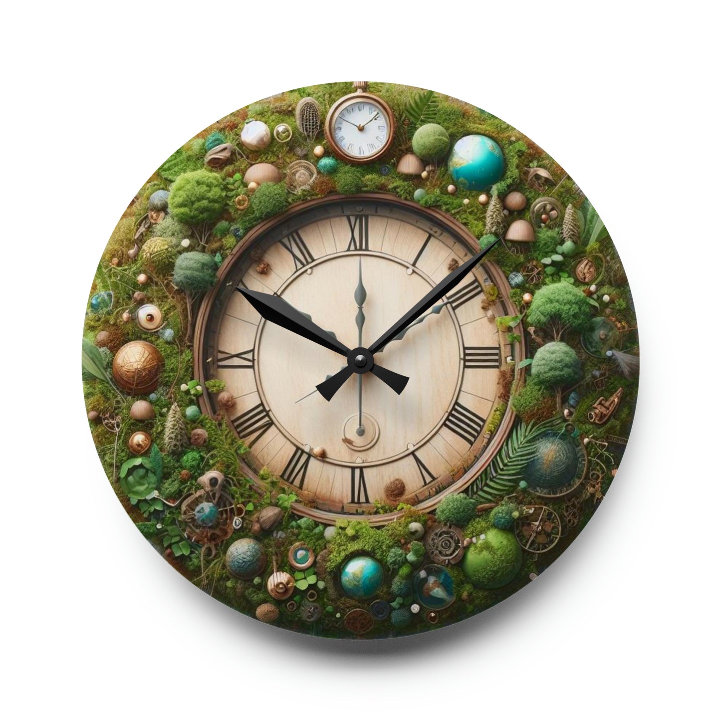 Moss Nature Plant Growth Acrylic Wall Clock